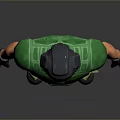 3D Character Model In Green Armor With Helmet Gloves And Boots