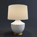 White Pleated Table Lamps with Gray Shades and Gold Bases for Home Decor