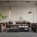 Modern Reception Room Office Sofa Coffee Table Combination Leather Sofa Single Person Sofa Business Sofa Negotiation Area 3d model