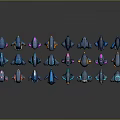 Colorful Paper Airplanes Arranged On Gray Background With Blue Purple And Orange Hues