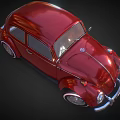 Red Vintage Beetle Car with Illuminated Wheels and Classic Body Design