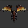 Exquisite 3D Fantasy Dragon Model With Silver Body Orange Red Wings And Flame Details