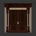 Classical Brown Double Door Furniture With Decorative Frame Columns And Glass Panes