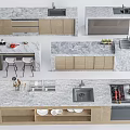Modern Kitchen Interior Design With Marble Countertops Cabinets And Sinks 3d model