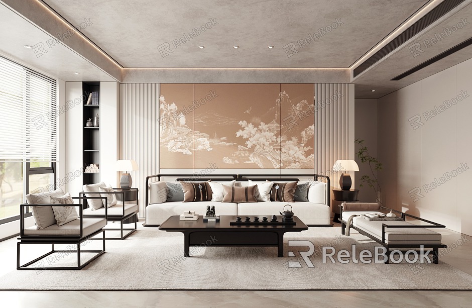 New Chinese Living Room Zen Living Room model