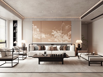 New Chinese Living Room Zen Living Room model