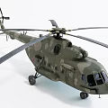 Camouflage Military Helicopter Model With Detailed Rotors Landing Gear And Fuselage
