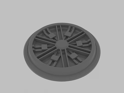 Gray Circular Mechanical Component With Radial Spokes Central Hub And Outer Ring 3d model