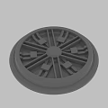 Gray Circular Mechanical Component With Radial Spokes Central Hub And Outer Ring 3d model