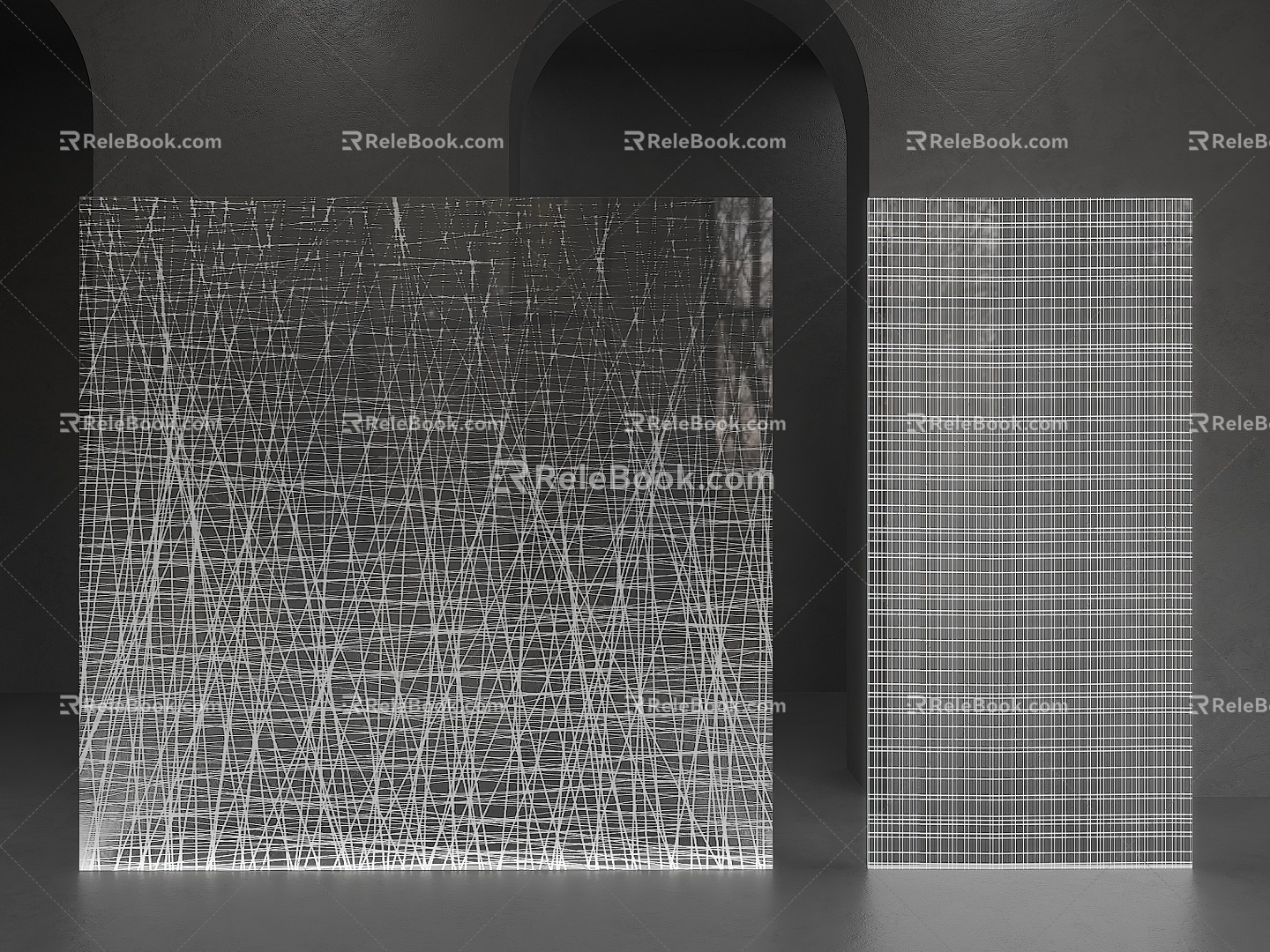 Modern Lint Glass Pattern Glass Glass Partition Glass Door Glass Screen 3d model