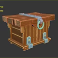 Wooden Storage Chest With Blue Metal Clasps And Ring Handle For Home Use