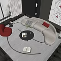 Modern Living Room Curved Sofa And Round Coffee Table Set With Pillows And Rug