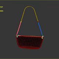 Stylish Black Handbag With Woven Texture And Yellow Chain Strap Design