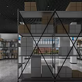 Warehouse Interior With Organized Metal Shelves And Stacked Gray Brown Boxes