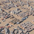Aerial View Of Dense Residential Buildings On Sand Terrain Urban Layout