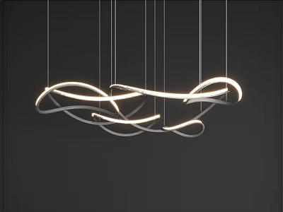 Modern Curved LED Chandelier With Sleek Design And Hanging Light Fixture 3d model