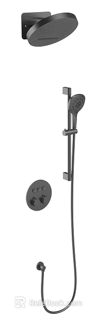 Modern Matte Black Shower Control Panel With Knobs And Handheld Holder 3d model 