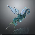 Blue Green Mythical Creature 3D Model With Glowing Wings Horns And Scorpion Tail