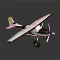 Black And White Model Airplane With Wings Wheels And Propeller On Display Stand
