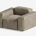 Comfortable Single Sofa In Light Brown Fabric With Modern Design And Square Armrest