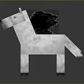 Pixel Art White Pegasus With Wings 3D Render In Minecraft Block Style 3d model
