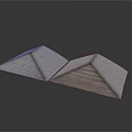 Two Triangular Wooden Texture Decorative Pieces With Layered Design For Interior