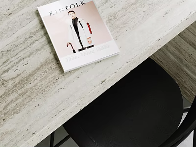 Modern Apartment Interior With Marble Table Black Chair And Magazine 3d model