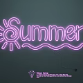 Pink Neon Light Set with Sun Wave Design and Summer Theme 3d model