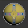 Golden Orb With Cross Top And Colored Gems For Royal Ceremonial Attire