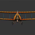 Colorful Biplane Passenger Plane With Orange Wings And Blue Accents