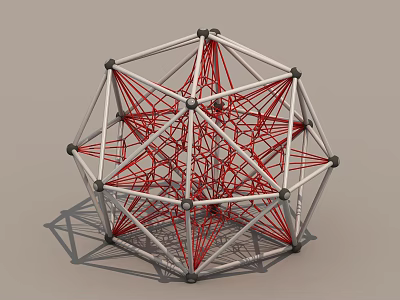 Geometric Structure Sports Equipment With White Frame And Red Training Lines 3d model