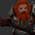 Red Haired Bearded Dwarf Warrior Wearing Ornate Armor Holding Battle Axe
