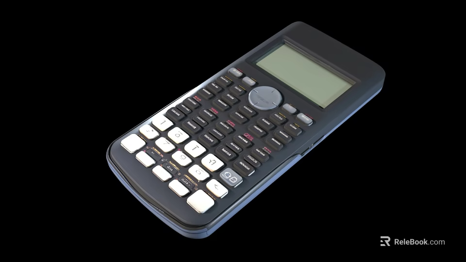 Portable Black Electronic Calculator With Display Screen Numeric Keypad And Function Buttons 3d model 