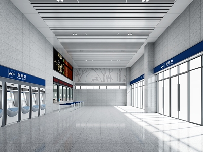 Railway Station Ticket Hall 3d model