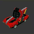 Red Sports Car With Streamlined Design Black White Accents And Rear Wing