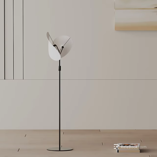 Modern Minimalist Floor Lamp With White Shade And Black Metal Stand For Indoor Lighting 3d model 
