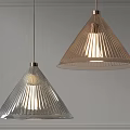 Modern Metallic Ribbed Conical Pendant Lights With Illuminated Shade And Sleek Design