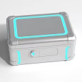 Silver Metallic Equipment Case With Blue Glowing Edges And Secure Lock