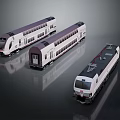 Modern Railway Train Models With White Purple Exterior And Streamlined Design