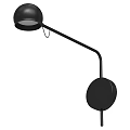 Black Modern Wall Lamp With Round Shade Curved Arm And Decorative Design