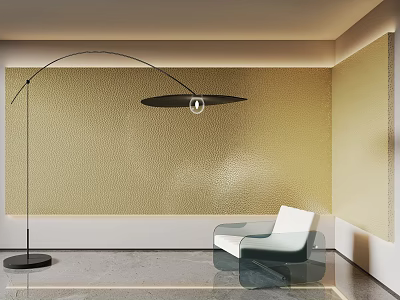Modern metal background wall background board single chair floor lamp 3d model