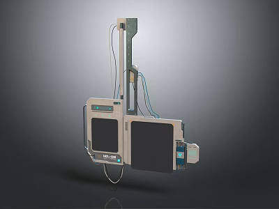 Modern Hanging Medical Equipment With Dual Display Screens And Control Panel 3d model