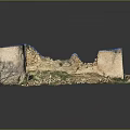 Ancient Ruined Garden Landscape With Stone Walls Dirt Ground And Sparse Green Vegetation