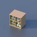 Beige Wooden Storage Cabinet for Household Items with Four Compartments and Organized Bins