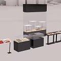 Modern Ornament Display Set With Glass Display Cases Black Cabinets And Display Stands