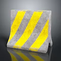 Gray Concrete Traffic Barrier With Yellow Diagonal Stripes For Road Safety