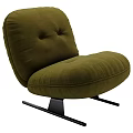 Olive Green Plush Upholstered Accent Chair With Button Tufted Backrest And Black Metal Base