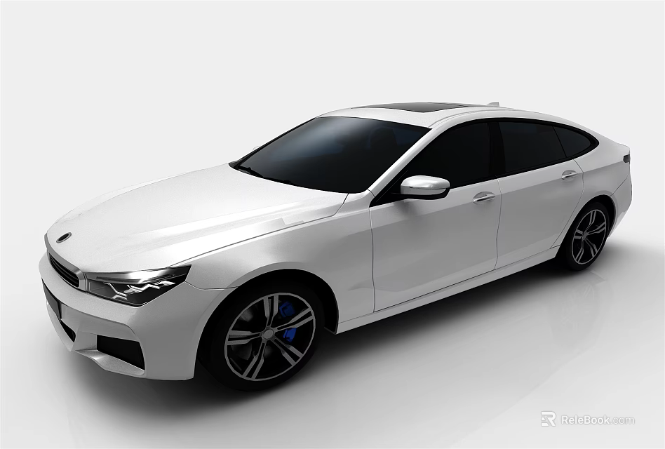 Modern White Sedan Featuring Sleek Body Sporty Wheels And Black Windows 3d model 