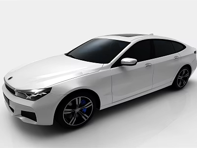 Modern White Sedan Featuring Sleek Body Sporty Wheels And Black Windows 3d model