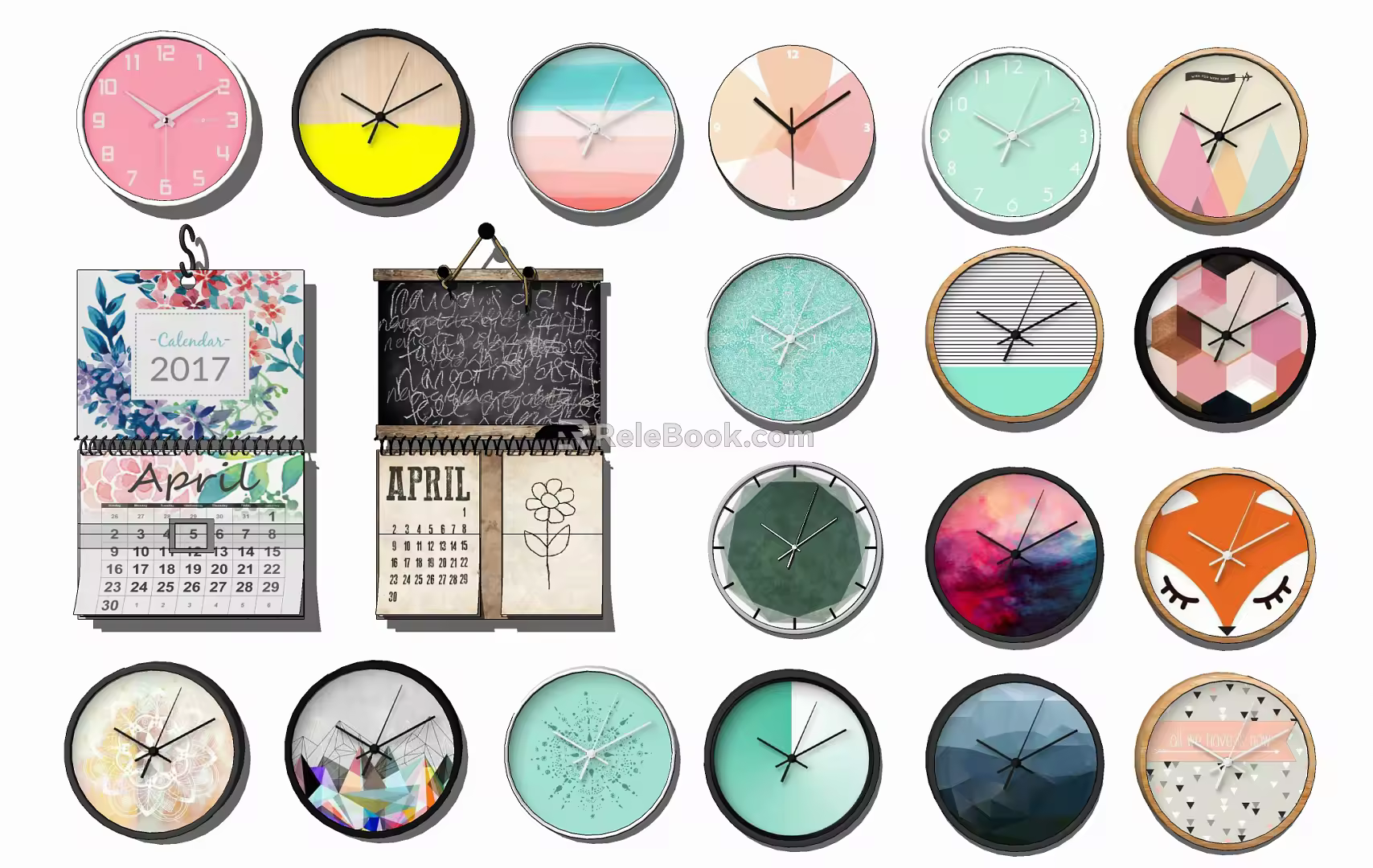 Nordic Clock Simple Clock Wall Clock Calendar 3d model